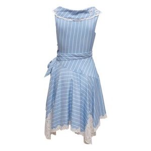 Jonathan Simkhai Blue & White Light Striped Lace-trimmed Casual Dress- size 2